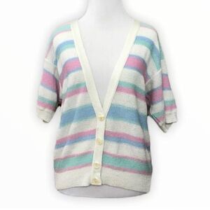 Vintage Knit Pastel Stripped Cardigan